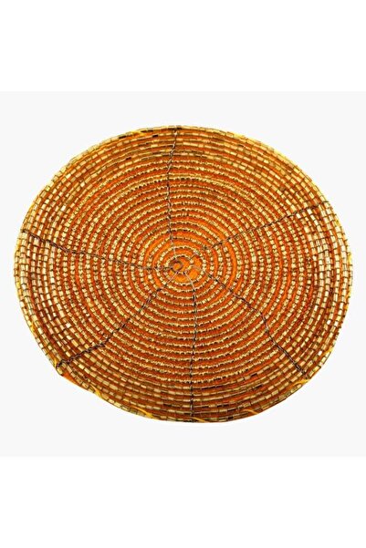 Home Box Blaze Beaded Placemat Gold 30cm