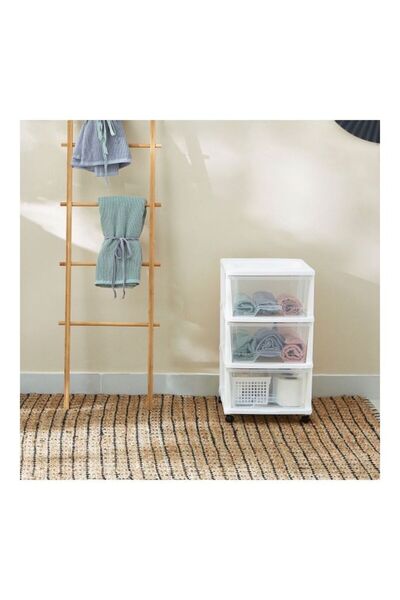 Home Box Kevin 3-Tier Drawer Set With Wheels Clear/White 44x59cm