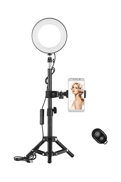 Generic ضوء حلقي صغير احترافي لسطح المكتب LED باللونين الأسود والأبيض