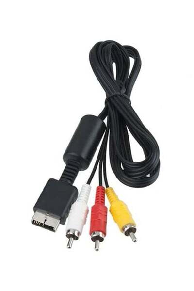 Generic كابل صوت وفيديو RCA AV للتلفزيون لجهاز بلاي ستيشن 1 و2 و3، أسود