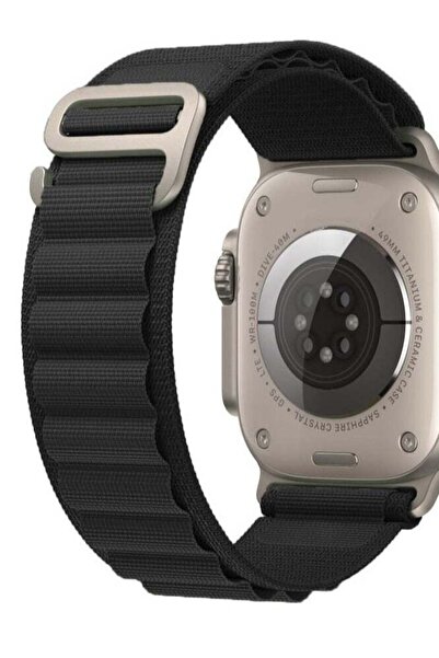 Generic سوار ساعة ابل مصنوع من النايلون القوي يدعم 42 مقاسًا لون أسود مطفي