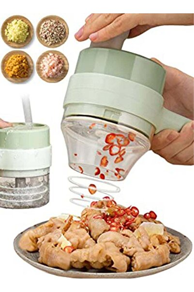 Generic مطحنة ثوم كهربائية صغيرة باللونين الأخضر والأبيض