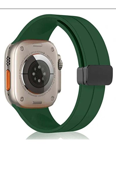 Generic سوار ساعة ابل مع اغلاق مغناطيسي شكل عصري مقاس 49 لون زيتوني