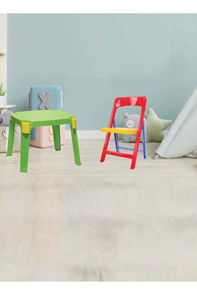 Generic طاولة اطفال مع جيب لوضع الاقلام وكرسي اطفال