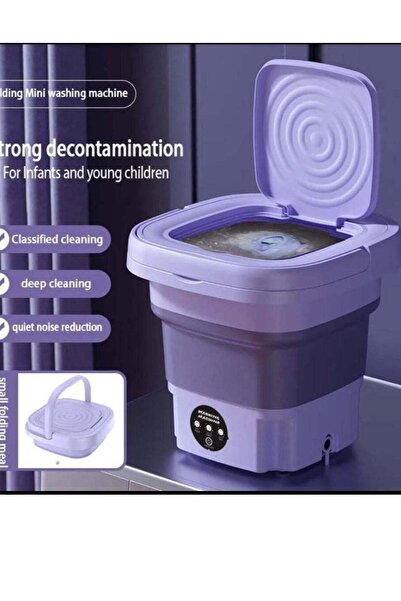 Generic Mini Folding Washing Machine, 8L Portable Washing Machine with Drain Basket, for Apartment, Travel,