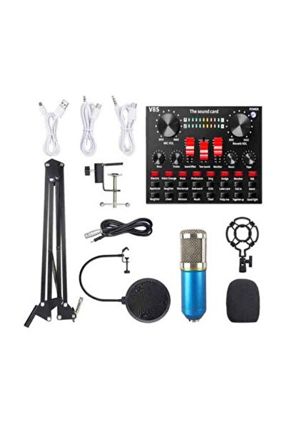 Arabest ميكروفون مكثف احترافي مزود ببطاقة صوت مباشر V8S وتسجيل استوديو وبث