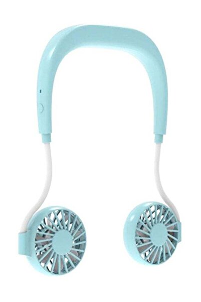 Generic Personal Neck Portable Rechargeable Dual Fan YU-1904 Blue/White