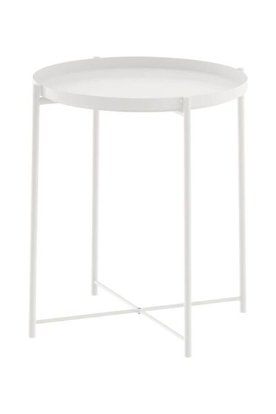 Eworld Round Table with Removable Tray White