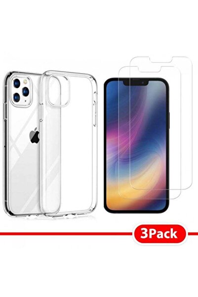 Margoun غطاء حماية TPU مكون من 3 قطع مع واقيين للشاشة لهاتف iPhone 13 Pro شفاف