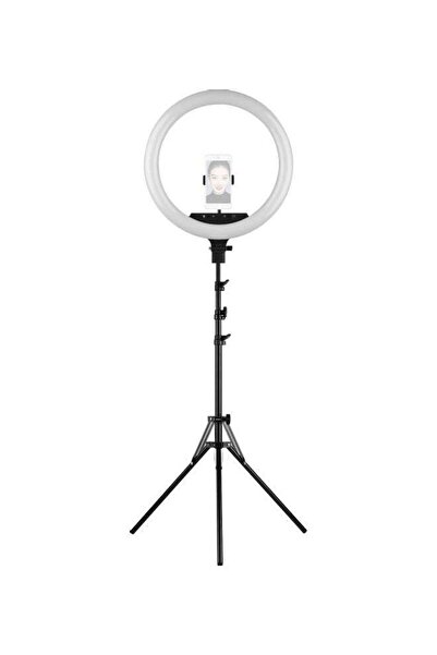 Generic حلقة إضاءة LED مع حامل ثلاثي القوائم وحامل هاتف أسود/أبيض