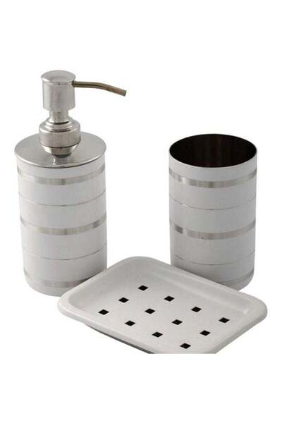 Home Box 3-Piece Rims Bath Accessories Set White/Silver