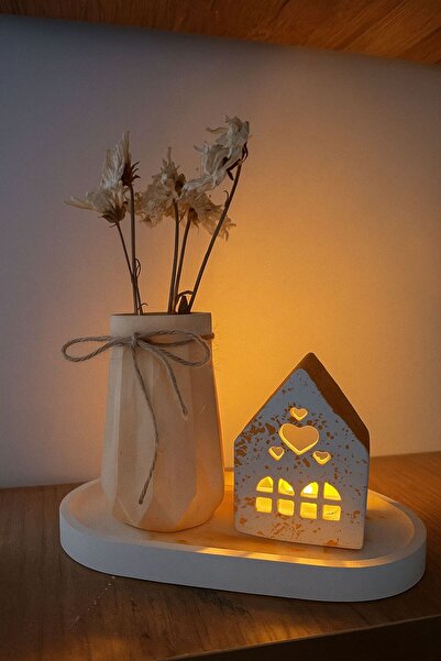 Beyaz Atölye 3'lü Dekoratif Mumluk ve Vazo Seti