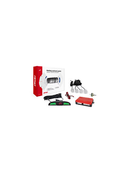 AMIO Kit of 4 AMIO parking sensors, with sound unit and mini LED display, Silver color