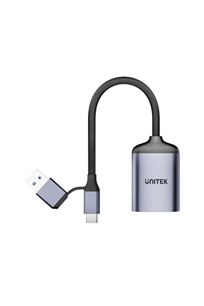 Unitek قارئ بطاقات USB-C/A SD4.0 2 في 1 - سرعة عالية 5 جيجابت في الثانية، لون رمادي فضائي | R1018E