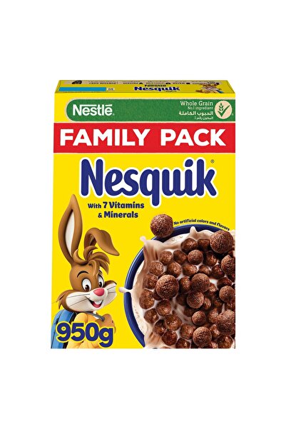 Nesquik حبوب إفطار نستله بالشوكولاتة، عبوة من 950 قطعة، حبوب كاملة مقرمشة للعائلة