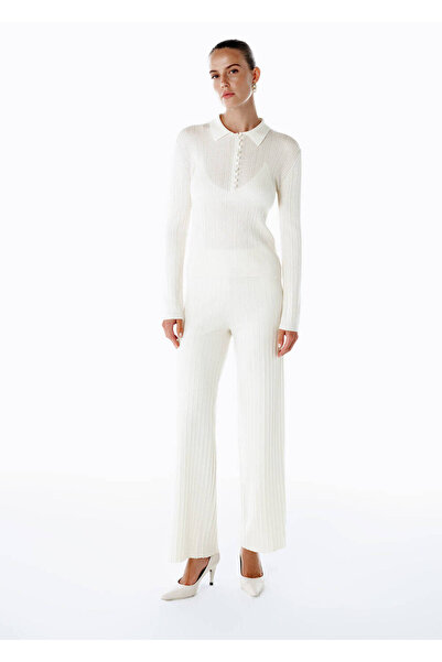 Knitss Polo Neck Extrafine Merino Wool Blend Knitwear Ecru