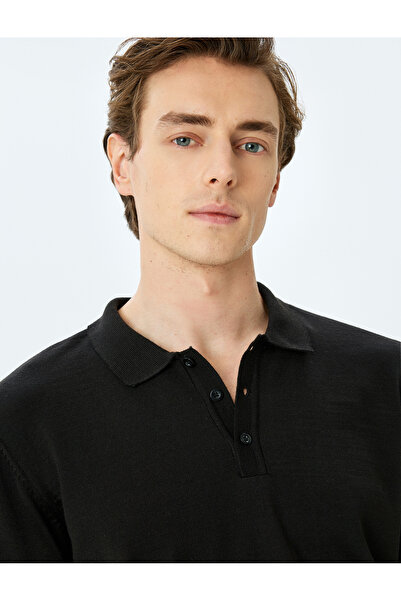 Koton Pulover de tricotaj de bază cu mânecă lungă, cu guler polo