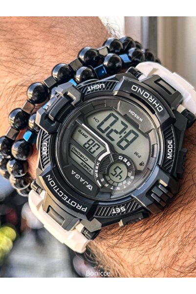 Jaga Sports Men's Wristwatch, White Silikon Cord Suitable for Pool and Sea Use, with Stopwatch