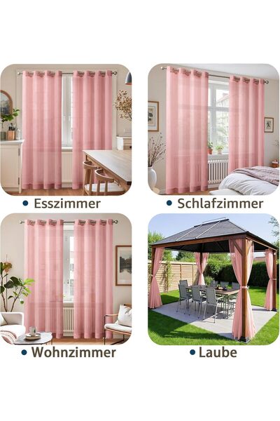 TOPICK Product thumbnail Decorative curtains, Topick, 144x225cm, set of 2, pink