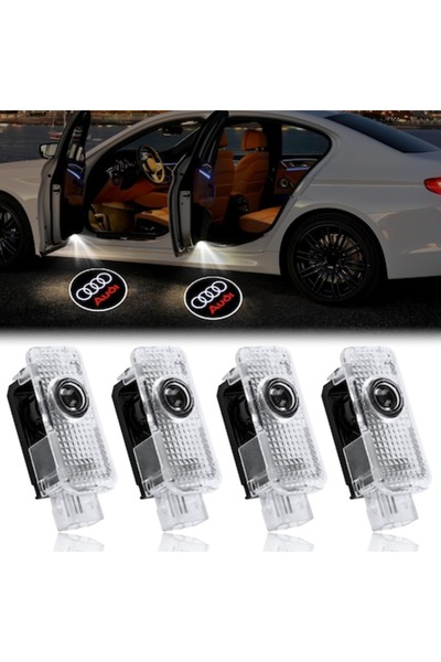BZRSH Set 4 Proiectoare Logo Audi, Cu Led, Pentru Portiera, Audi A4, A5, A6, A7, A8, Q3, Q5, Q7