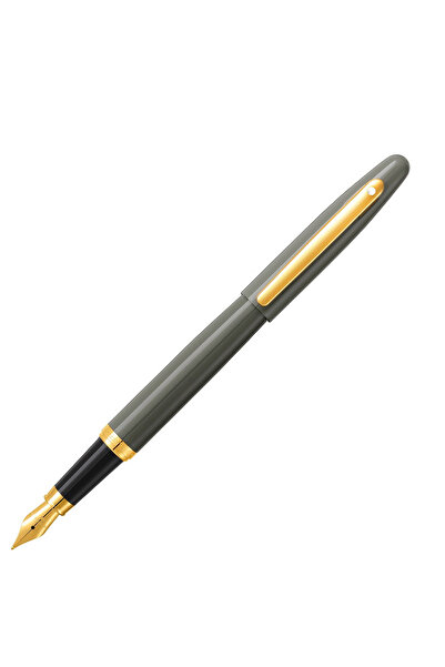 Sheaffer VFM Light Grey PVD Gold Trim Fountain Pen