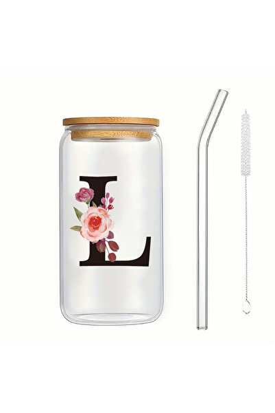 Choice3 كوب شرب 500 مل على شكل أزهار أبجدية حرف A-Z، زجاجة ماء وعصير وقهوة مث...