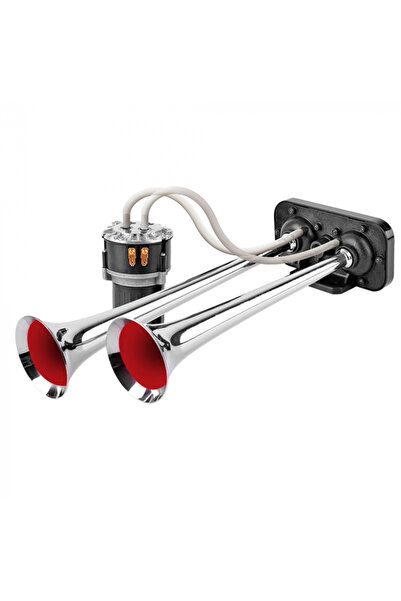 Seger Claxon cromat cu 2 trompete, melodic, pentru camioane, 24V, 1A