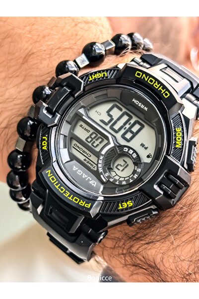 Jaga Sports Men's Wristwatch, Black Silikon Band Suitable for Pool and Sea Use, Compatible with Stopwatch