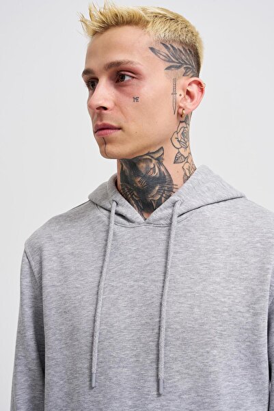 Machinist Ανδρικό φούτερ με κουκούλα σε γκρι μελανζέ χωρίς στρώσεις