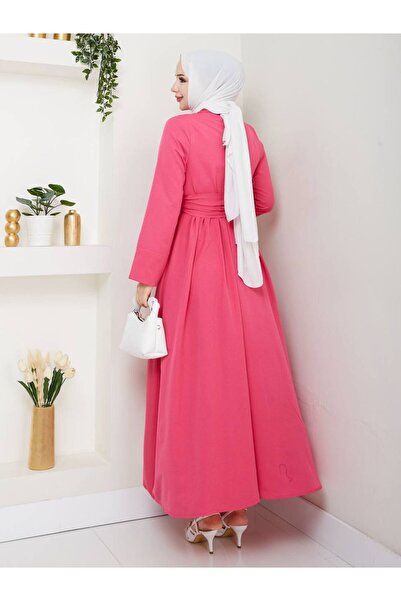 Giza Giyim Γυναικείο φόρεμα χιτζάμπ με κουμπιά με σταθερή ζώνη με κουμπιά