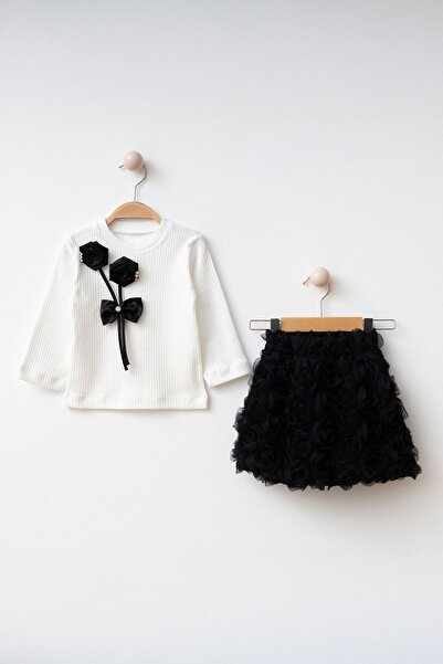 Minigimin Cicileri Costum cu fustă pentru fetiță cu detalii 3D cu trandafiri ...