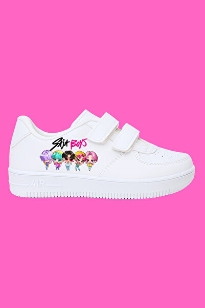 MECH BUTİK Demon Hunters SajaBoys Pantofi sport cu velcro alb cu imprimeu