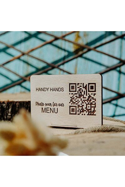 OEM Wooden Digital Menu HH979 with Personalized QR Code for Restaurant Ordering 15x8.5 cm