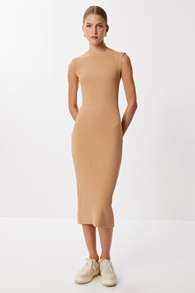 Lovelyİstanbul Πλεκτό ελαστικό φόρεμα μίντι LMX0129 ΜΠΙΣΚΟΤΟ