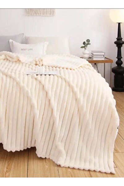 Luna Home Throw Striped Blanket Super Soft, Off White Color