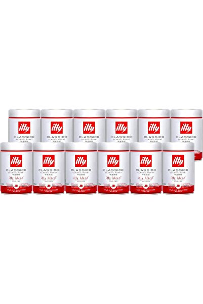 illy Classico Classic Roast Espresso Ground Coffee Tins, Pack of 12 (250g each)