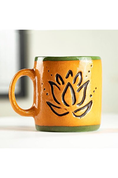 Mitr Shakti Lotus Yellow Handmade Ceramic Mug Cup