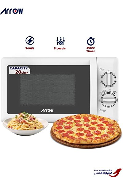ARROW 20L Mechanical Microwave Oven, 700W, 5 Power Levels, 2-Year Warranty