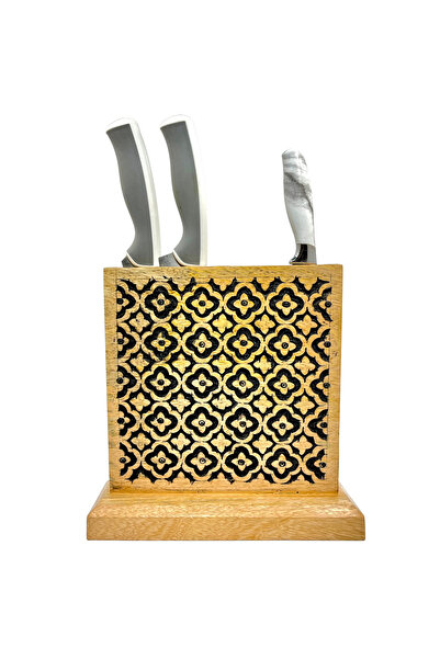 Souq DESIGNS حامل سكاكين خشبي لتخزين السكاكين وملاعق الطبخ وسكاكين المطبخ