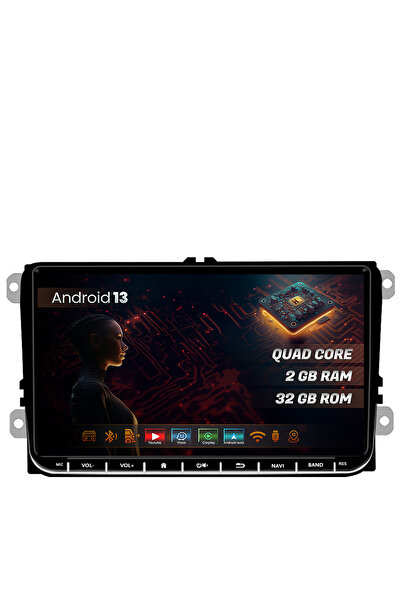 HUB64 Navigatie Auto VW, Skoda, Seat, Android 13, 2GB RAM, GPS, WiFi, Carplay, Radio 9"