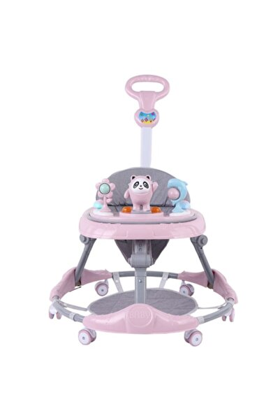 Mixbo Adjustable Baby Walker for Age 6-36 Months, Pink, Foldable with 3 Toys