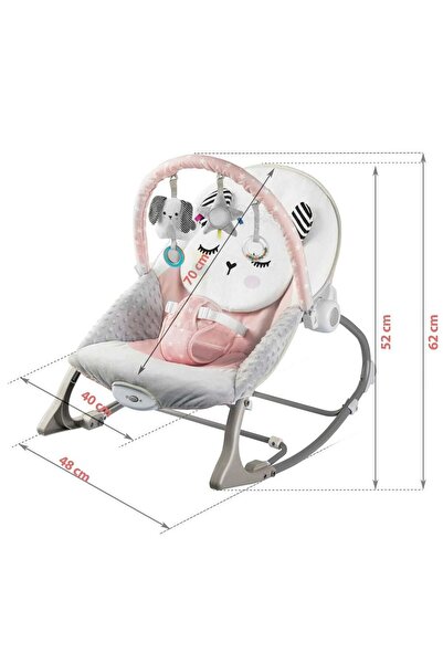 NUKIDO Multifunctional rocking chair, metal frame, with vibrations, safety belt, adjustable backrest, 0...