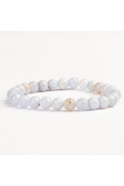 Mitr سوار من حجر الكالسيدون الطبيعي (6 مم) - راحة زرقاء