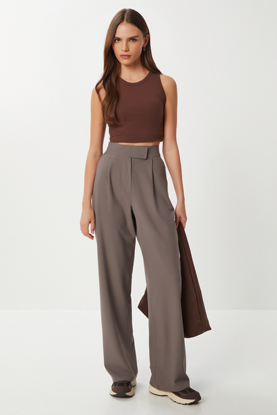 Lovelyİstanbul Velcro Polyviscon Palazzo Pants Lgp0022 Vi̇zon