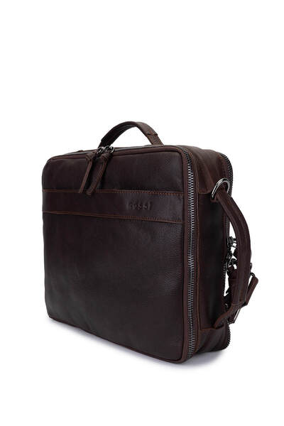 Bruno Rossi Bag Men's Genuine Leather Brown Backpack