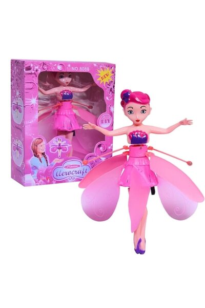 Recostore Păpușă Zână Zburătoare Interactivă, cu LED, Încărcare USB, Roz, 19 cm