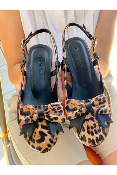 BERFONA Pantofi de balet RAYYAN cu detaliu de panglică leopard