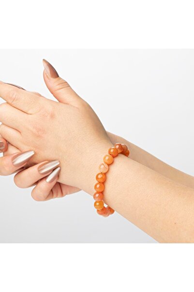 Mitr Karnelyan Akik Doğal Taş Bileklik (10 mm) – Ateş Fısıltısı