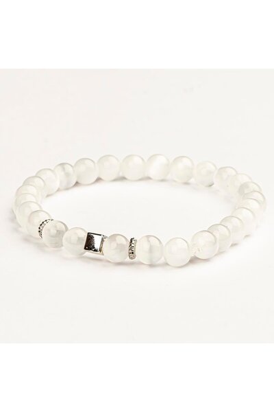 Mitr سوار من حجر السيلينيت الطبيعي (6 مم) - لون ضوء القمر