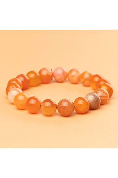 Mitr Karnelyan Akik Doğal Taş Bileklik (10 mm) – Ateş Fısıltısı